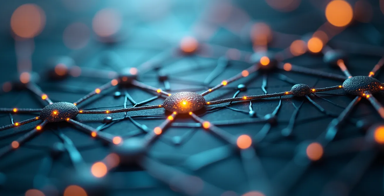 Vue d'une analyse de données de formation avec graphiques abstraits et patterns visuels organisant l'information